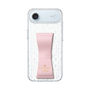 スリムプロテクションケース LANVIN en Bleu - STAND & RING RIBBON Sakura Pink［ LANVIN en Bleu - Logo Pattern - White ］