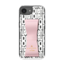 スリムプロテクションケース LANVIN en Bleu - STAND & RING RIBBON Sakura Pink［ LANVIN en Bleu - Logo Pattern - White ］