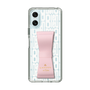 スリムプロテクションケース LANVIN en Bleu - STAND & RING RIBBON Sakura Pink［ LANVIN en Bleu - Logo Pattern - White ］