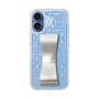 スリムプロテクションケース LANVIN en Bleu - STAND & RING RIBBON Silver［ LANVIN en Bleu - Logo Pattern - Blue ］