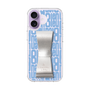 スリムプロテクションケース LANVIN en Bleu - STAND & RING RIBBON Silver［ LANVIN en Bleu - Logo Pattern - Blue ］