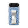 スリムプロテクションケース LANVIN en Bleu - STAND & RING RIBBON Silver［ LANVIN en Bleu - Logo Pattern - Blue ］