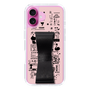 スリムプロテクションケース - STAND & RING RIBBON Black［ 内藤ルネ - RUNE Girl Retro & Modern - Pink ］