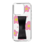 スリムプロテクションケース - STAND & RING RIBBON Black［ 内藤ルネ - RUNE Flower - Pink ］