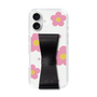 スリムプロテクションケース - STAND & RING RIBBON Black［ 内藤ルネ - RUNE Flower - Pink ］