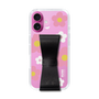 スリムプロテクションケース - STAND & RING RIBBON Black［ 内藤ルネ - RUNE Flower - Pink ］