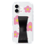 スリムプロテクションケース - STAND & RING RIBBON Black［ 内藤ルネ - RUNE Flower - Pink ］