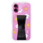 スリムプロテクションケース - STAND & RING RIBBON Black［ 内藤ルネ - RUNE Flower - Pink ］