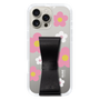 スリムプロテクションケース - STAND & RING RIBBON Black［ 内藤ルネ - RUNE Flower - Pink ］