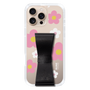 スリムプロテクションケース - STAND & RING RIBBON Black［ 内藤ルネ - RUNE Flower - Pink ］