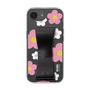 スリムプロテクションケース - STAND & RING RIBBON Black［ 内藤ルネ - RUNE Flower - Pink ］