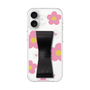 スリムプロテクションケース - STAND & RING RIBBON Black［ 内藤ルネ - RUNE Flower - Pink ］