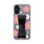 スリムプロテクションケース - STAND & RING RIBBON Black［ 内藤ルネ - RUNE Flower - Pink ］