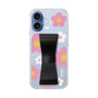 スリムプロテクションケース - STAND & RING RIBBON Black［ 内藤ルネ - RUNE Flower - Pink ］