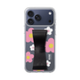 スリムプロテクションケース - STAND & RING RIBBON Black［ 内藤ルネ - RUNE Flower - Pink ］