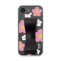 スリムプロテクションケース - STAND & RING RIBBON Black［ 内藤ルネ - RUNE Flower - Pink ］