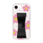 スリムプロテクションケース - STAND & RING RIBBON Black［ 内藤ルネ - RUNE Flower - Pink ］