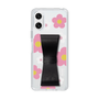スリムプロテクションケース - STAND & RING RIBBON Black［ 内藤ルネ - RUNE Flower - Pink ］