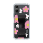 スリムプロテクションケース - STAND & RING RIBBON Black［ 内藤ルネ - RUNE Flower - Pink ］