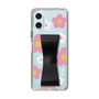 スリムプロテクションケース - STAND & RING RIBBON Black［ 内藤ルネ - RUNE Flower - Pink ］