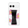 スリムプロテクションケース - STAND & RING RIBBON Black［ 内藤ルネ - RUNE Flower - Pink ］