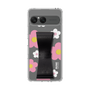 スリムプロテクションケース - STAND & RING RIBBON Black［ 内藤ルネ - RUNE Flower - Pink ］