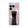 スリムプロテクションケース - STAND & RING RIBBON Black［ 内藤ルネ - RUNE Flower - Pink ］
