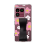 スリムプロテクションケース - STAND & RING RIBBON Black［ 内藤ルネ - RUNE Flower - Pink ］