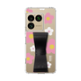 スリムプロテクションケース - STAND & RING RIBBON Black［ 内藤ルネ - RUNE Flower - Pink ］