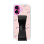 スリムプロテクションケース - STAND & RING RIBBON Black［ マイメロディ - リボン - ガーリーフラワー ］