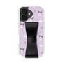 スリムプロテクションケース - STAND & RING RIBBON Black［ クロミ - リボン - ガーリーフラワー ］