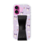 スリムプロテクションケース - STAND & RING RIBBON Black［ クロミ - リボン - ガーリーフラワー ］