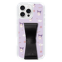 スリムプロテクションケース - STAND & RING RIBBON Black［ クロミ - リボン - ガーリーフラワー ］