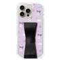 スリムプロテクションケース - STAND & RING RIBBON Black［ クロミ - リボン - ガーリーフラワー ］