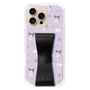 スリムプロテクションケース - STAND & RING RIBBON Black［ クロミ - リボン - ガーリーフラワー ］