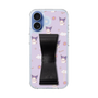 スリムプロテクションケース - STAND & RING RIBBON Black［ クロミ - リボン - ガーリーフラワー ］