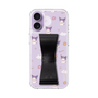スリムプロテクションケース - STAND & RING RIBBON Black［ クロミ - リボン - ガーリーフラワー ］