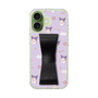 スリムプロテクションケース - STAND & RING RIBBON Black［ クロミ - リボン - ガーリーフラワー ］