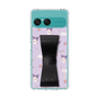 スリムプロテクションケース - STAND & RING RIBBON Black［ クロミ - リボン - ガーリーフラワー ］