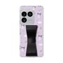 スリムプロテクションケース - STAND & RING RIBBON Black［ クロミ - リボン - ガーリーフラワー ］