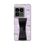 スリムプロテクションケース - STAND & RING RIBBON Black［ クロミ - リボン - ガーリーフラワー ］