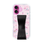 スリムプロテクションケース - STAND & RING RIBBON Black［ マイメロディ - リボン - カフェ ］