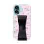 スリムプロテクションケース - STAND & RING RIBBON Black［ マイメロディ - リボン - カフェ ］