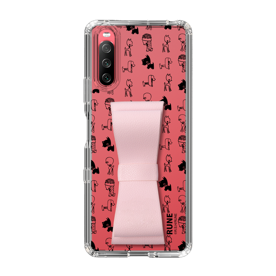 スリムプロテクションケース - STAND & RING RIBBON Sakura Pink［ 内藤ルネ - RUNE Animal Dog ］
