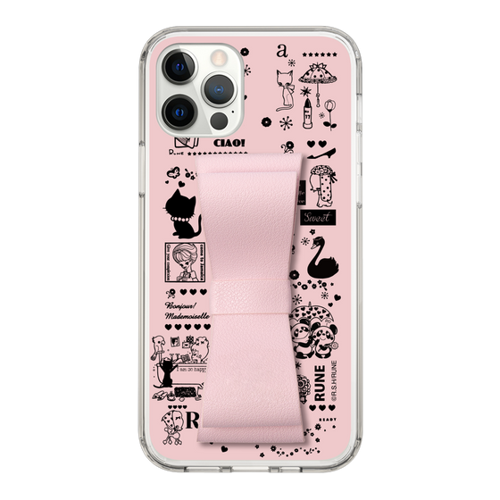 スリムプロテクションケース - STAND & RING RIBBON Sakura Pink［ 内藤ルネ - RUNE Girl Retro & Modern - Pink ］