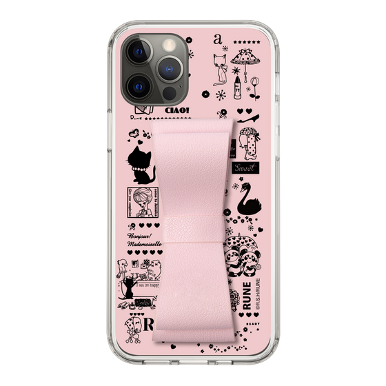 スリムプロテクションケース - STAND & RING RIBBON Sakura Pink［ 内藤ルネ - RUNE Girl Retro & Modern - Pink ］