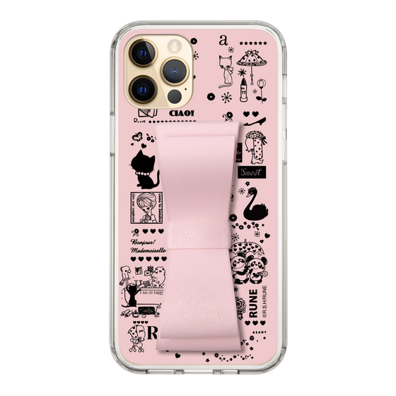 スリムプロテクションケース - STAND & RING RIBBON Sakura Pink［ 内藤ルネ - RUNE Girl Retro & Modern - Pink ］