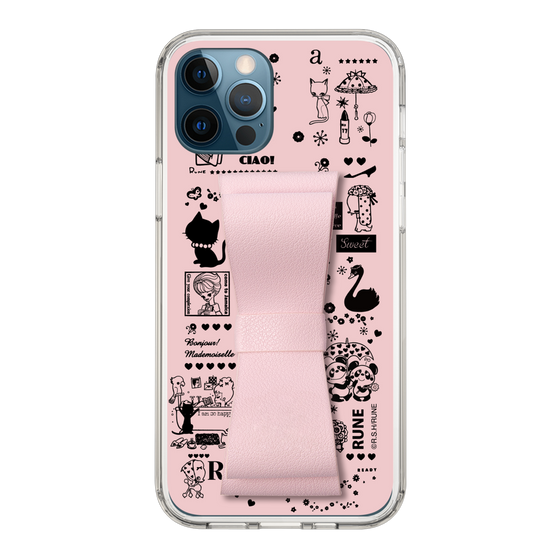 スリムプロテクションケース - STAND & RING RIBBON Sakura Pink［ 内藤ルネ - RUNE Girl Retro & Modern - Pink ］