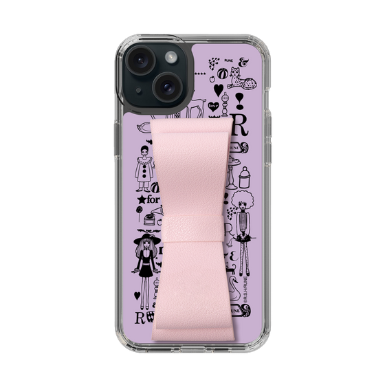 スリムプロテクションケース - STAND & RING RIBBON Sakura Pink［ 内藤ルネ - RUNE Girl Retro & Modern - Purple ］