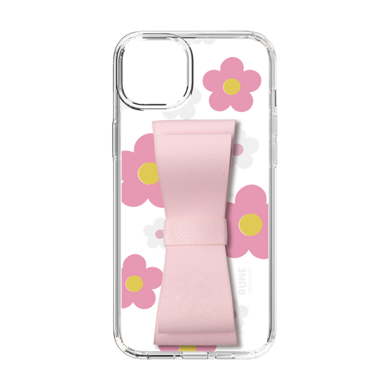 スリムプロテクションケース - STAND & RING RIBBON Sakura Pink［ 内藤ルネ - RUNE Flower - Pink ］